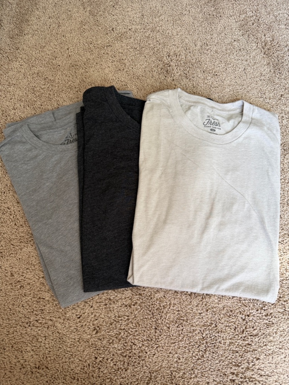 fresh 3-Pack Short-Sleeve Crewneck Tees - Light Gray, Charcoal, Gray